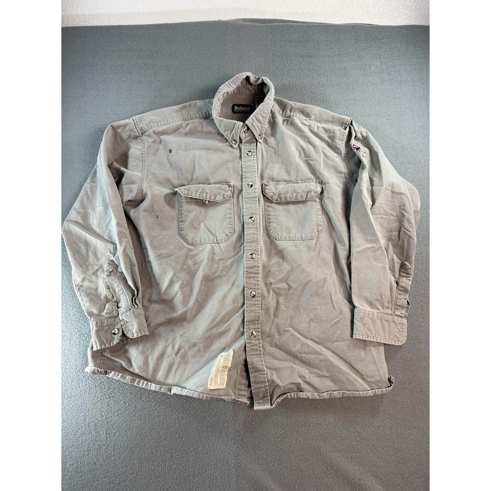 Bulwark FR Shirt Mens XL Gray Long Sleeve Flame Resistant Button Up Workwear
